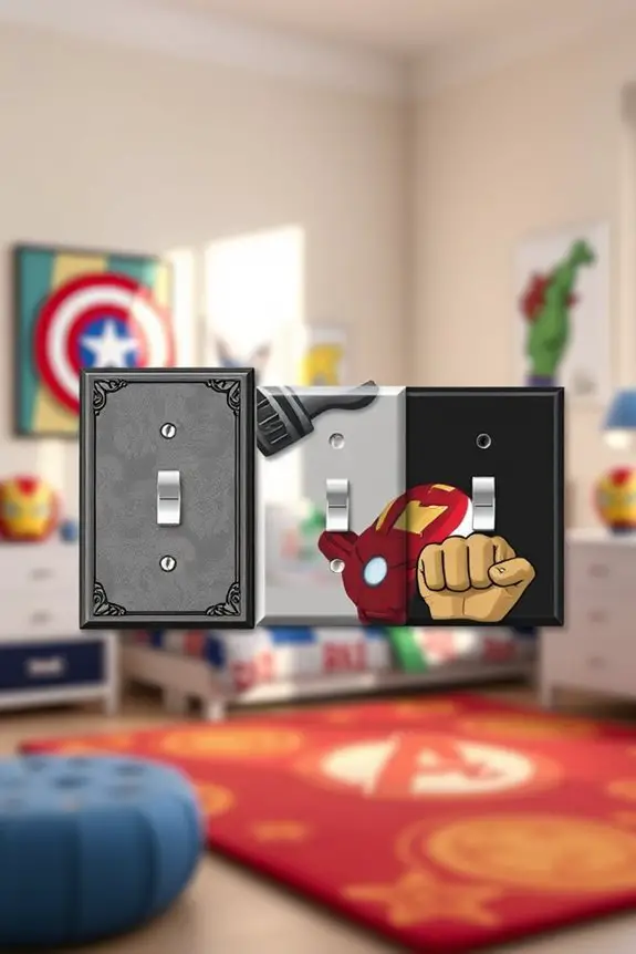 avengers themed switch plates enhance decor