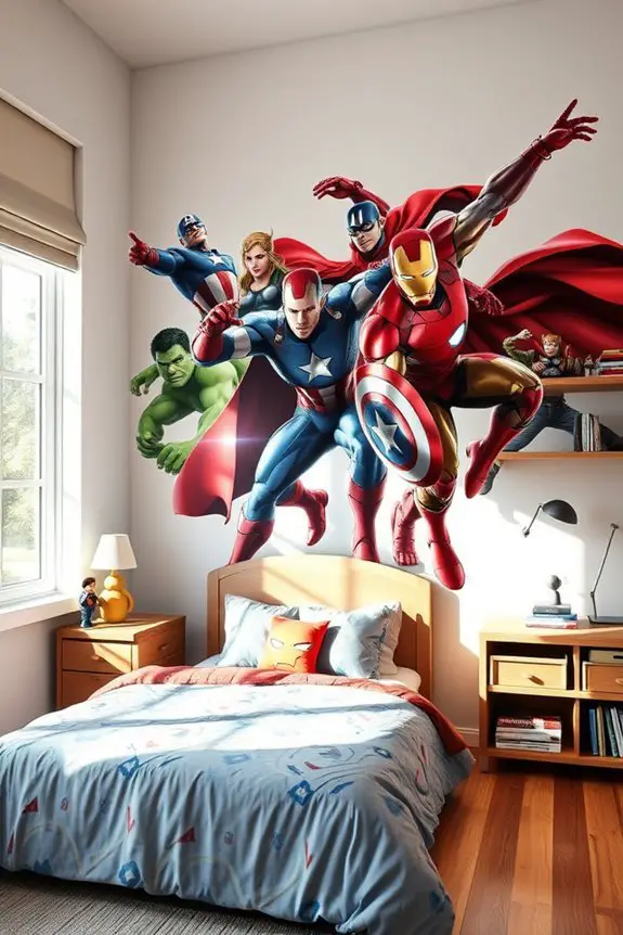 avengers themed vibrant wall murals
