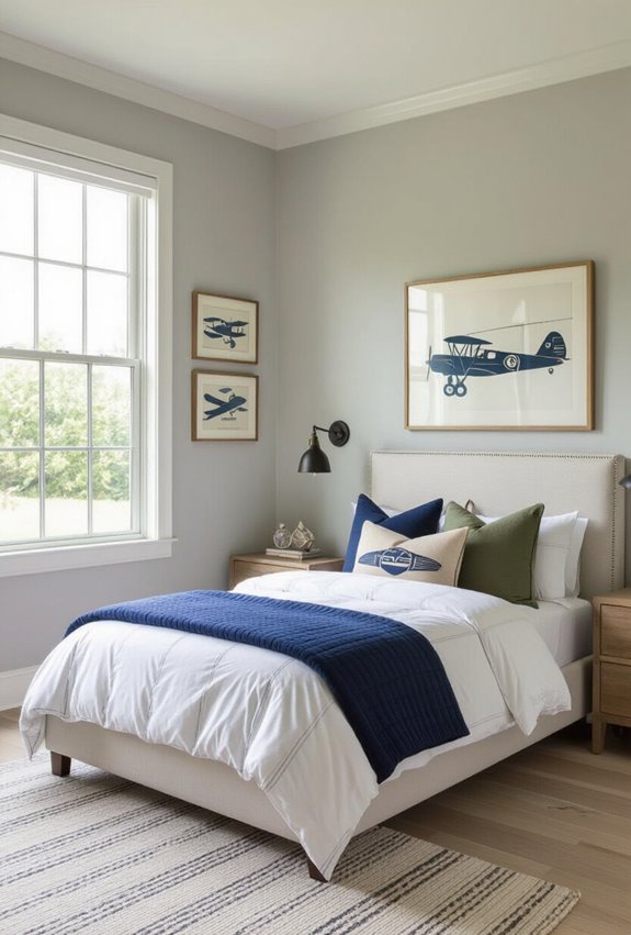 aviation inspired cozy bedroom