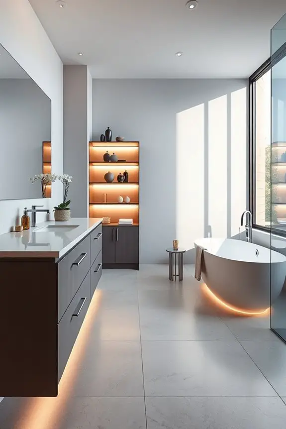 backlit floating shelving design