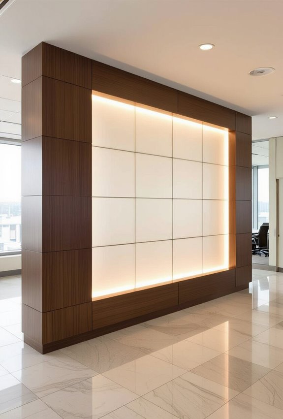 backlit panels highlight focality