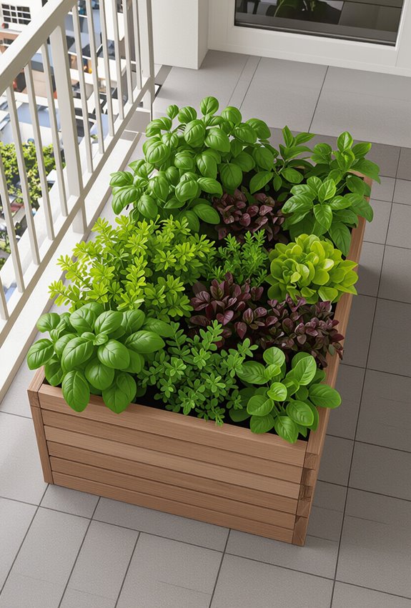 balcony herbs and greens