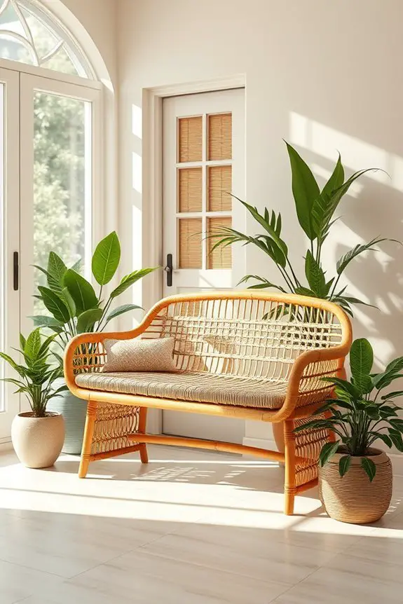 bamboo bench entryway style