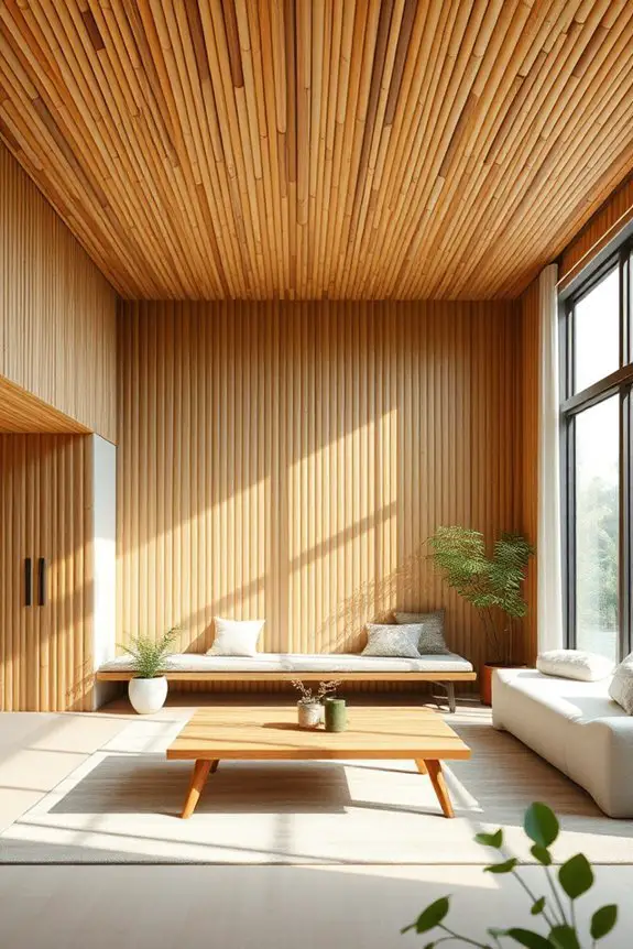 bamboo ceiling and wall integration