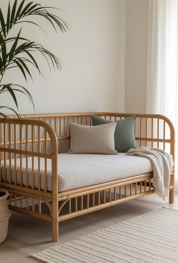 bamboo crib turned daybed