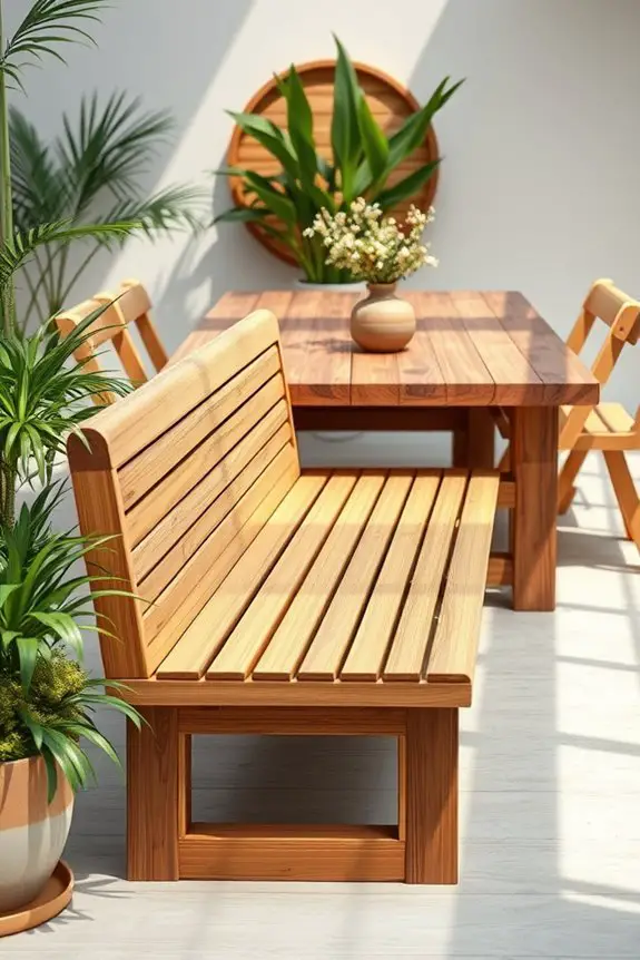 bamboo dining benches enhance aesthetics