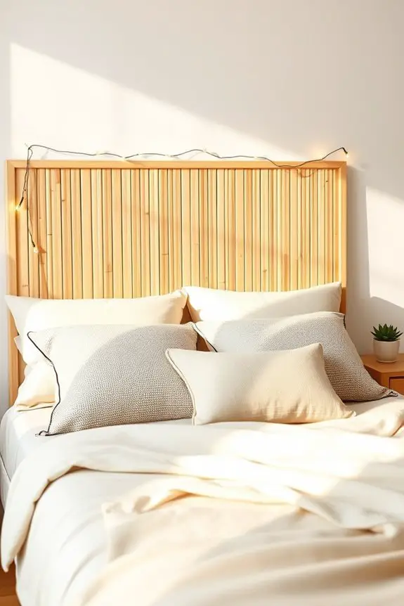 bamboo headboard with lights