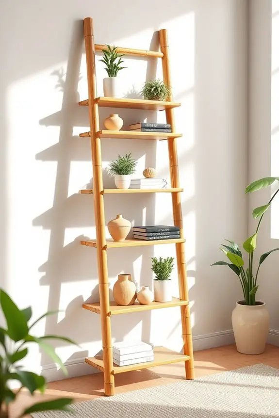 bamboo ladder shelving unit