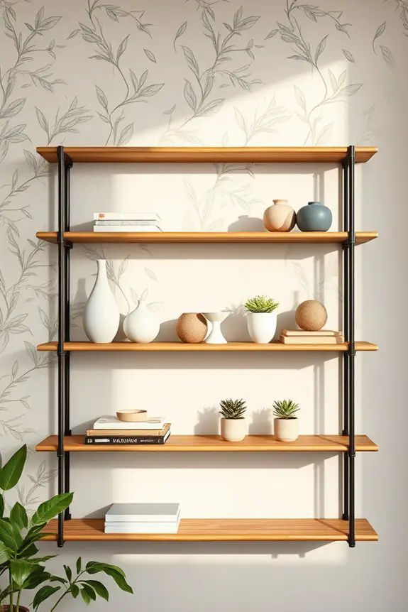 bamboo shelves wallpaper transformation