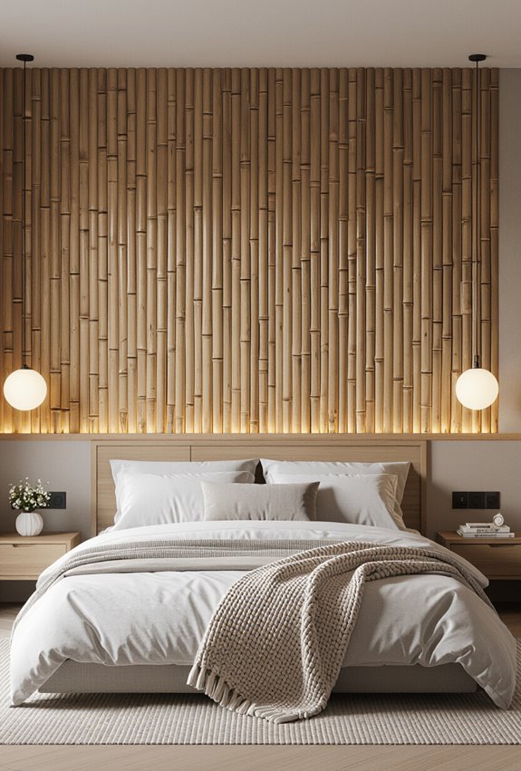 bamboo slat textured headboard