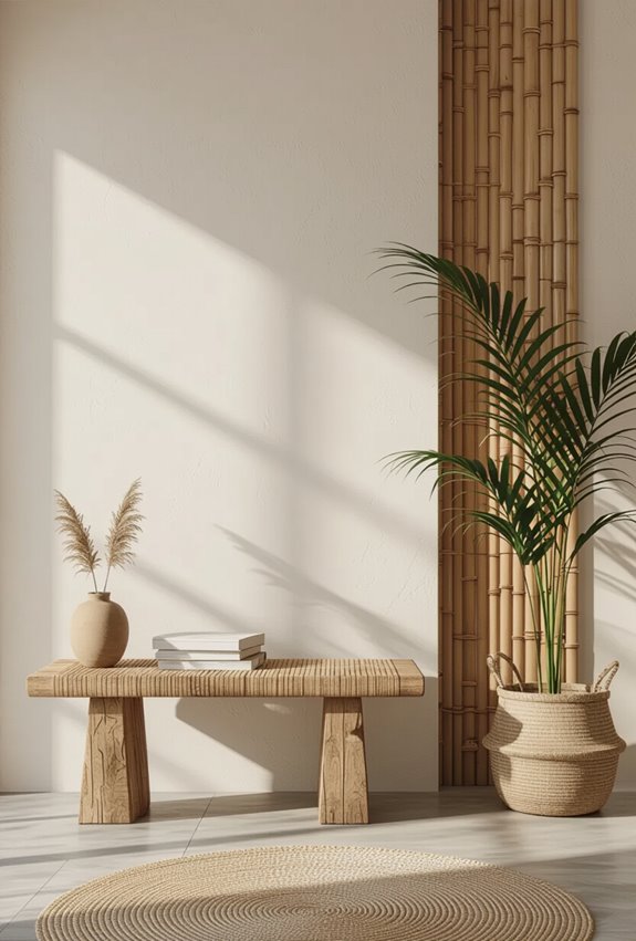 bamboo slats with plaster