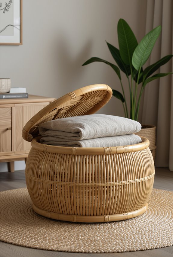 bamboo storage convertible ottoman
