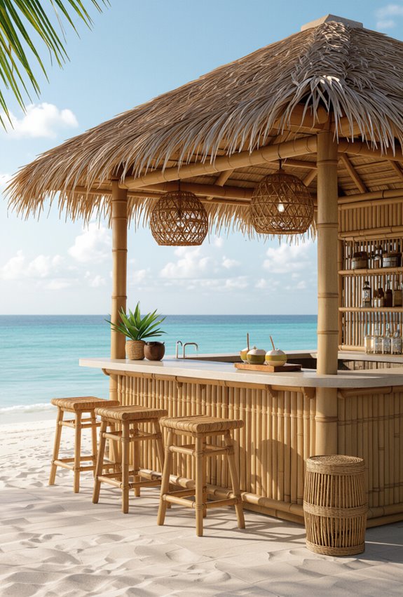 bamboo thatched tropical beach bar