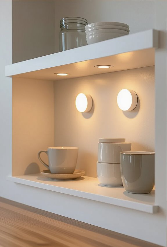 battery operated puck lights placement