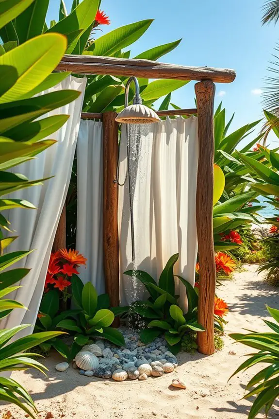 beach inspired outdoor shower retreat