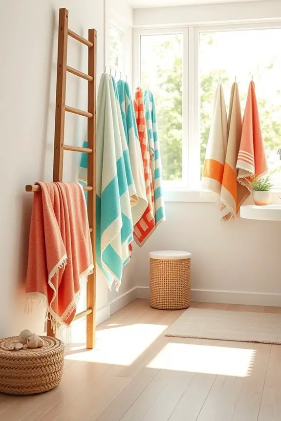 beach themed towel displays