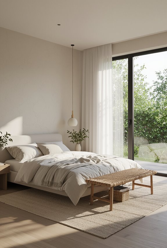 bed facing garden windows