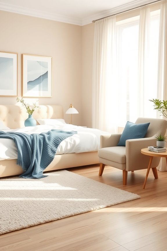 beige and blue tranquility