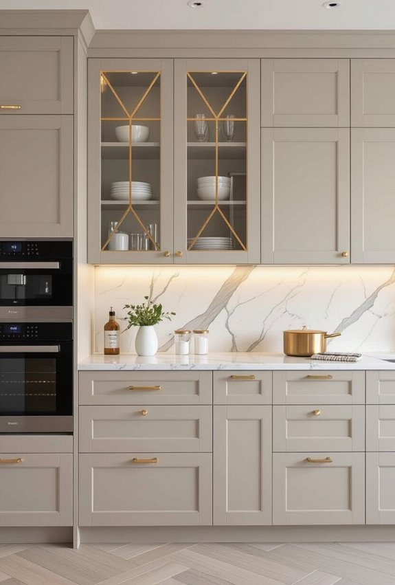 beige framed glass with gold