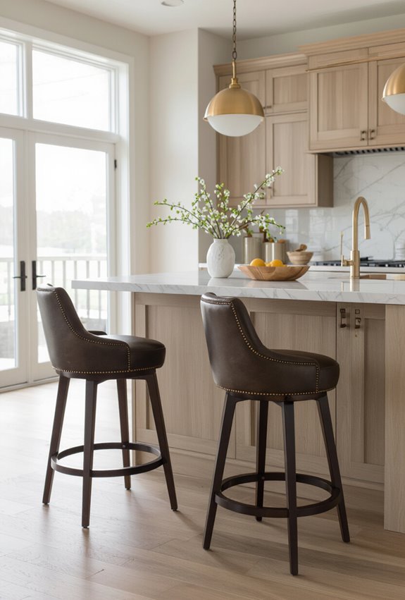 beige italian leather barstools