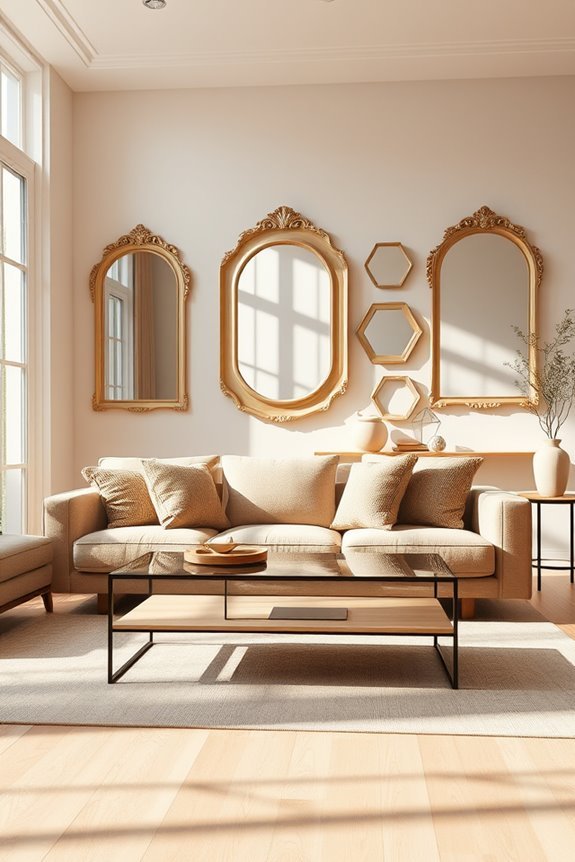 beige mirrors enhance living space
