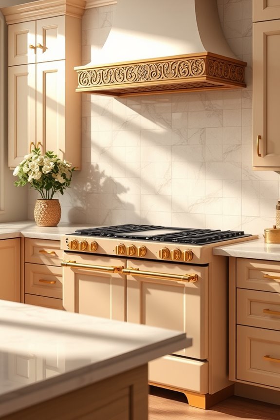 beige range gold accents