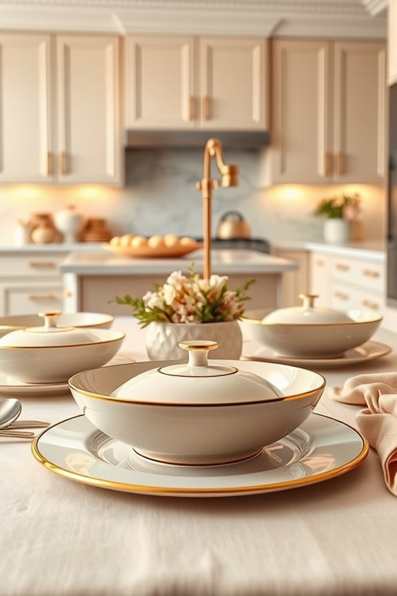 beige serving ware elegance