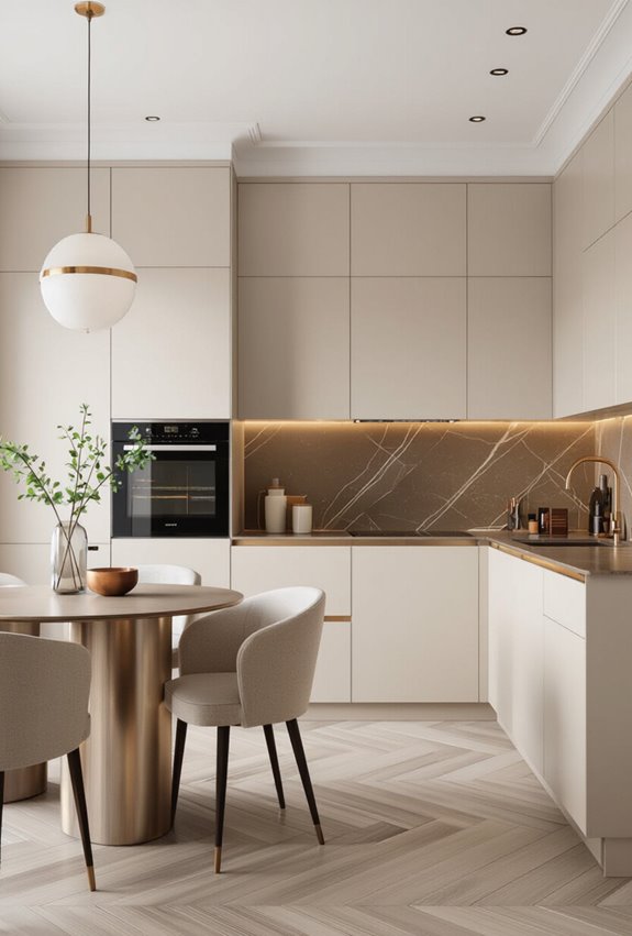 beige with deep gold accents