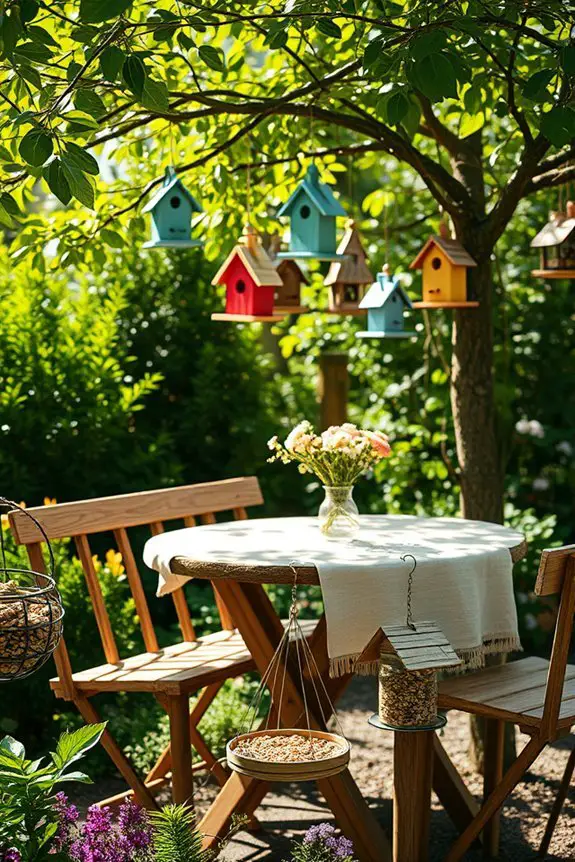 birdhouses enhance cafe atmosphere