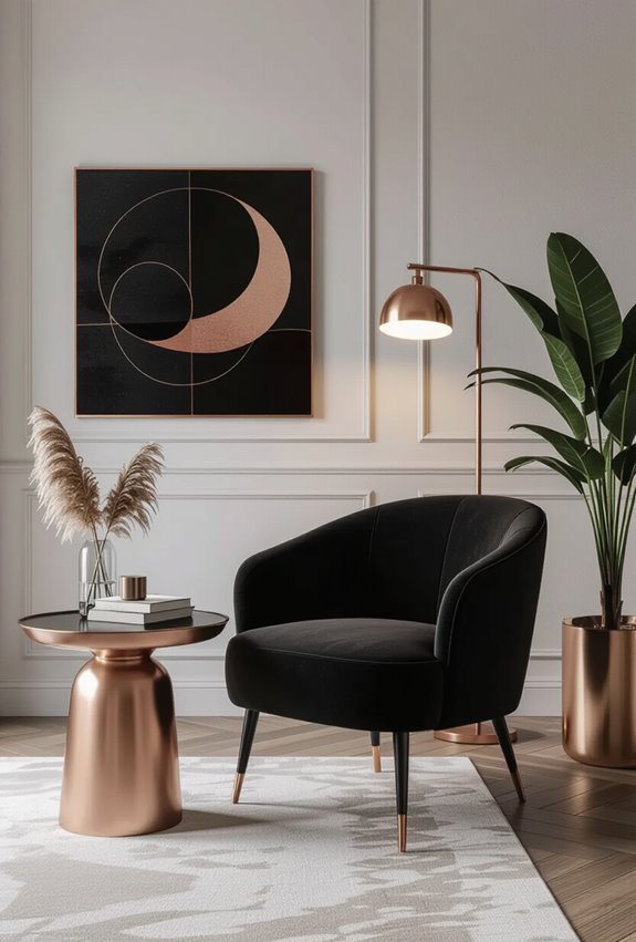 black anchors rose gold spotlights