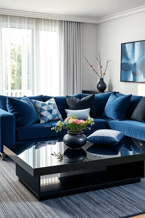 black and blue accents