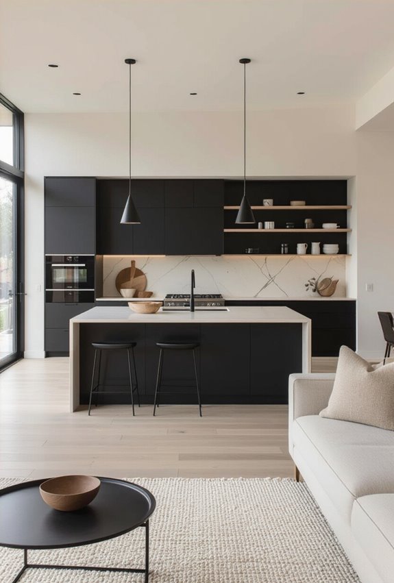 black and cream open plan flow