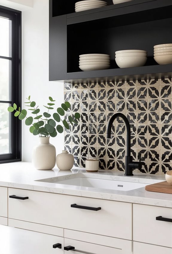 black and cream patterned focal point