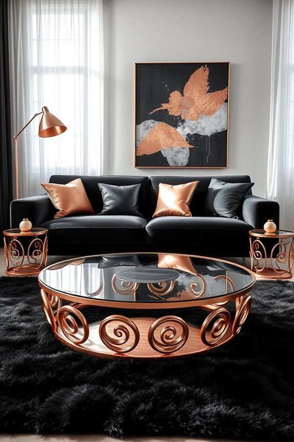 black and rose gold elegance