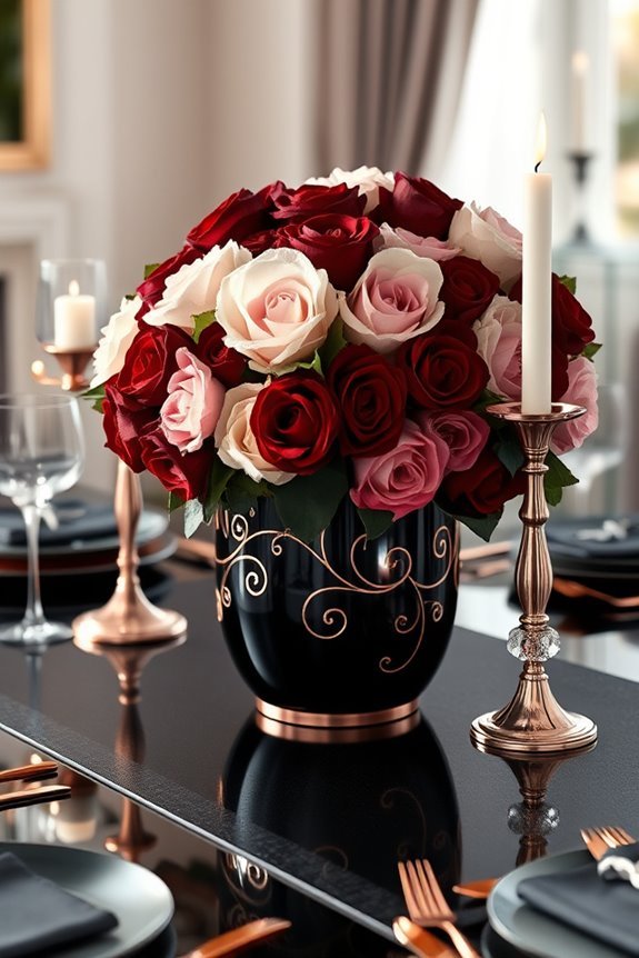 black and rose gold elegance