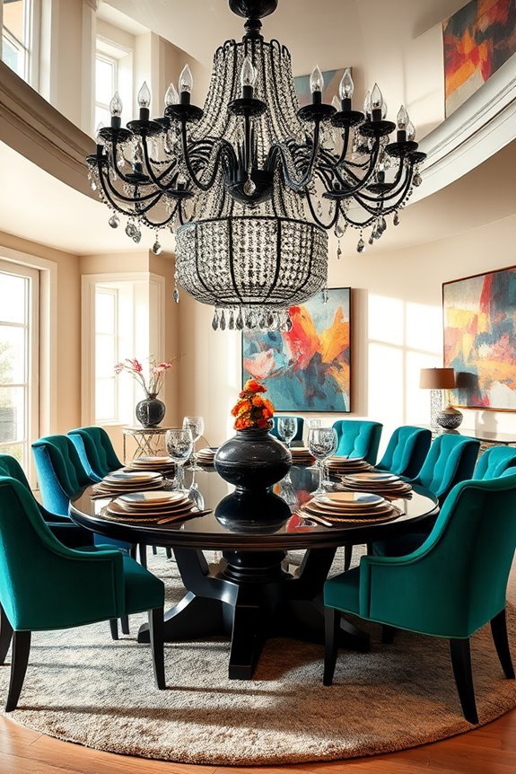 black chandelier eclectic decor