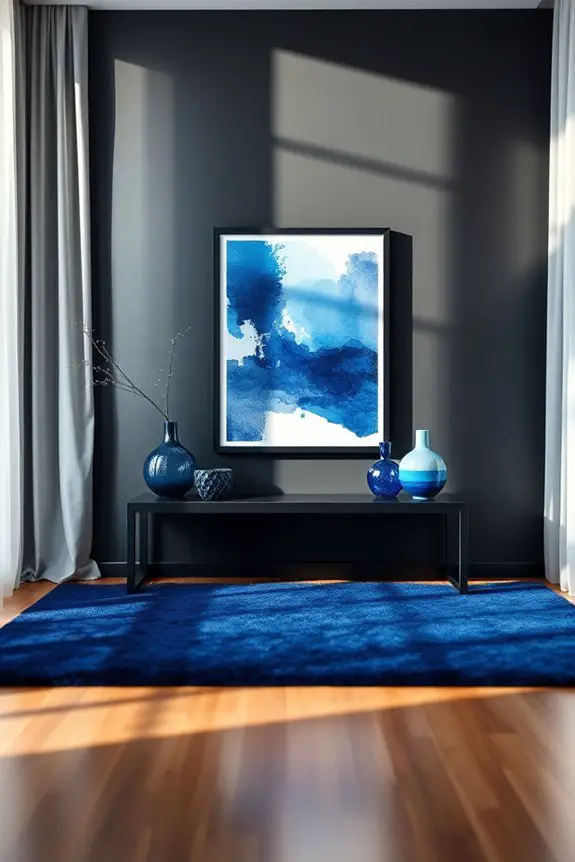 black frames blue art