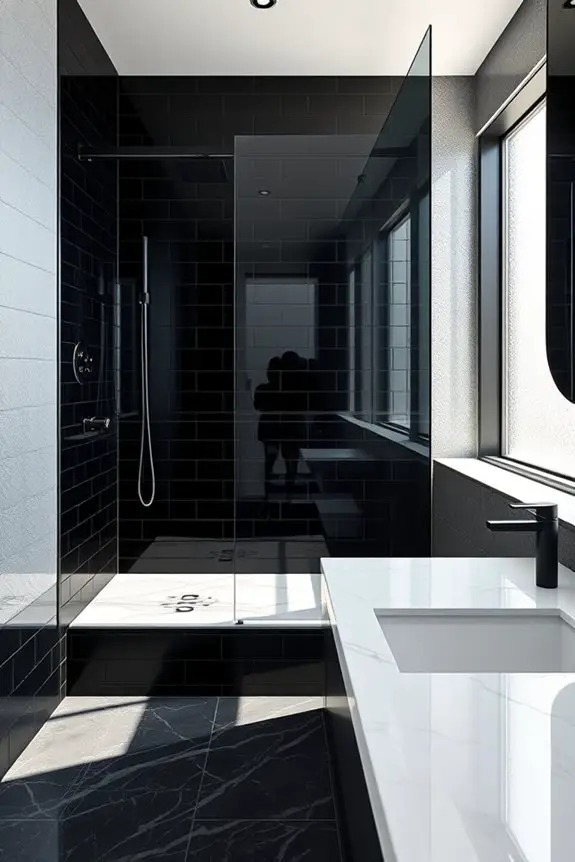 black grout shower patterns