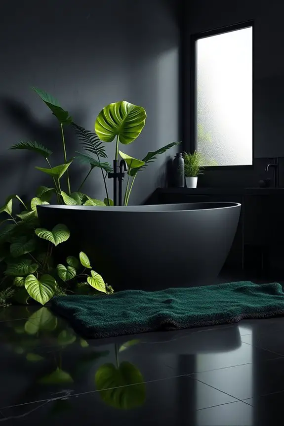 black plants green accents