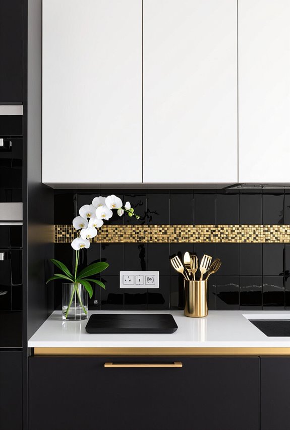black porcelain with gold accents