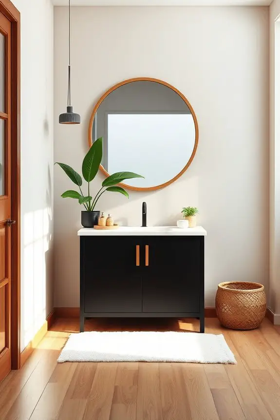 black vanity natural wood