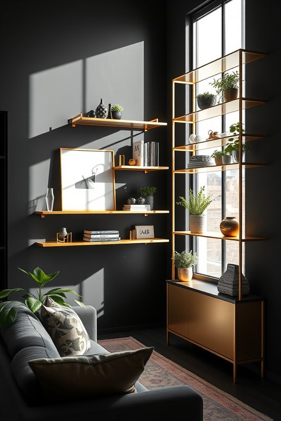 black walls gold accents
