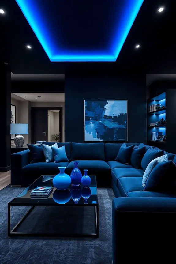 blue accent lighting elegance