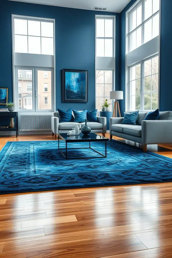 blue and black rugs