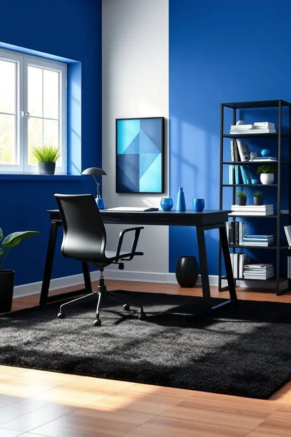 blue and black workspace design