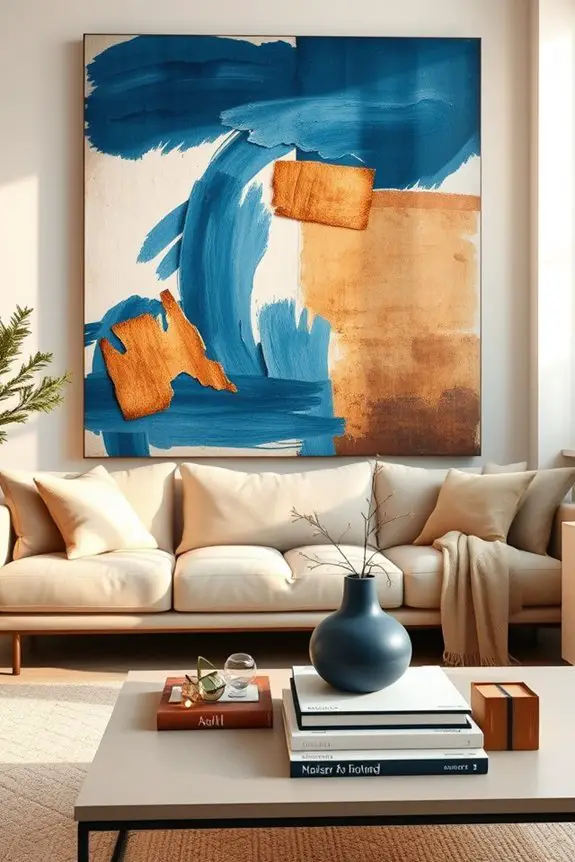 blue and brown decor