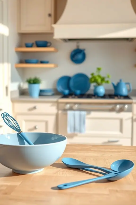 blue kitchen accessories enhance design
