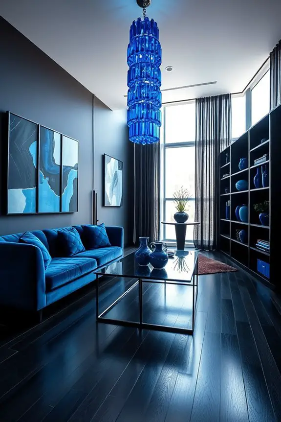 blue lighting enhances decor