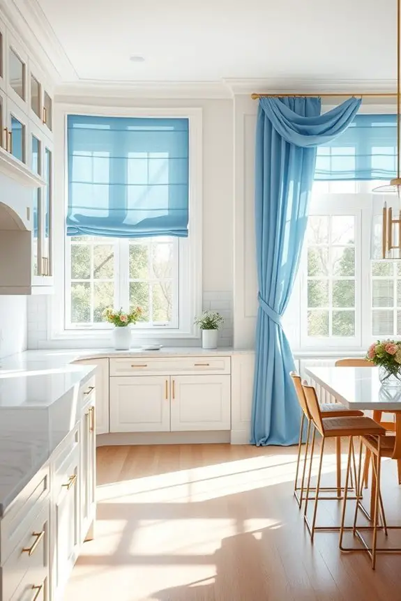 blue sheer and blackout shades