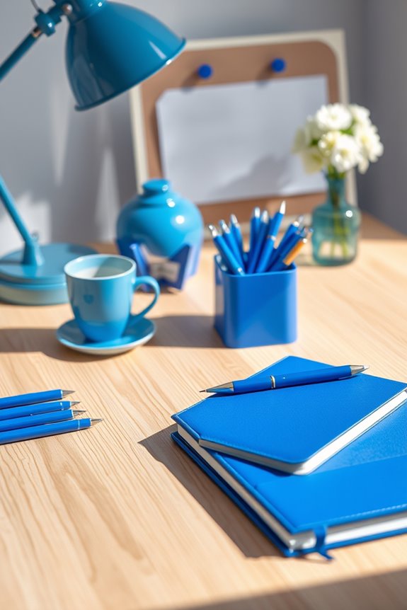 blue stationery boosts productivity